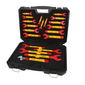 JUEGO DE LLAVES DE PUNTA DE 20 PIEZAS DE 6 A 32MM Y LLAVE FRANCESA DE 10" EN CAJA PLASTICA VDE 1000V(100009)