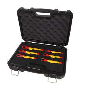 JUEGO DE LLAVES DE CORONA CON CHICHARRA DE 6 PIEZAS DE 10-17MM EN CAJA PLASTICA VDE 1000V(10380106)