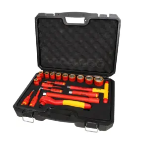 JUEGO DE DADOS DE []1/2" DE 20 PIEZAS DE 10-32MM CON DADOS ALLEN EN CAJA PLASTICA VDE 1000V(100006)