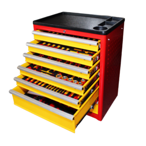 JUEGO DE HERRAMIENTAS DE 186 PIEZAS EN CRRO CON RUEDAS DE 7 BANDEJAS VDE 1000V(100001)