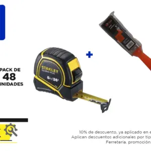 Pack 48 unidades, HUINCHA 8.0 MTS.X 1" GLOBAL PLUS (30-626) + Brocha