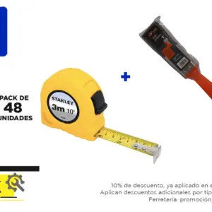 Pack 48 unidades, HUINCHA 3.0 MTS.X 1/2" GLOBAL (STHT30504-840) + Brocha