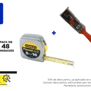 Pack 48 unidades, HUINCHA 5.0 MTS.X 3/4" METAL (33-158) + Brocha