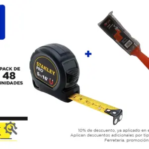 Pack 48 unidades, HUINCHA 5.0 MTS.X 3/4" PRO (30-085) + Brocha