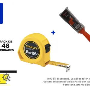 Pack 48 unidades, HUINCHA 8.0 MTS.X 1" GLOBAL (STHT30506-840) + Brocha