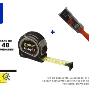 Pack 48 unidades, HUINCHA 8.0 MTS.X 1" PRO (30-088) + Brocha